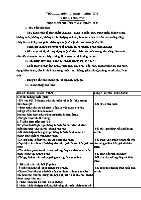 Giáo án Khoa học Lớp 4 - Tiết 20+21 - Năm học 2015-2016